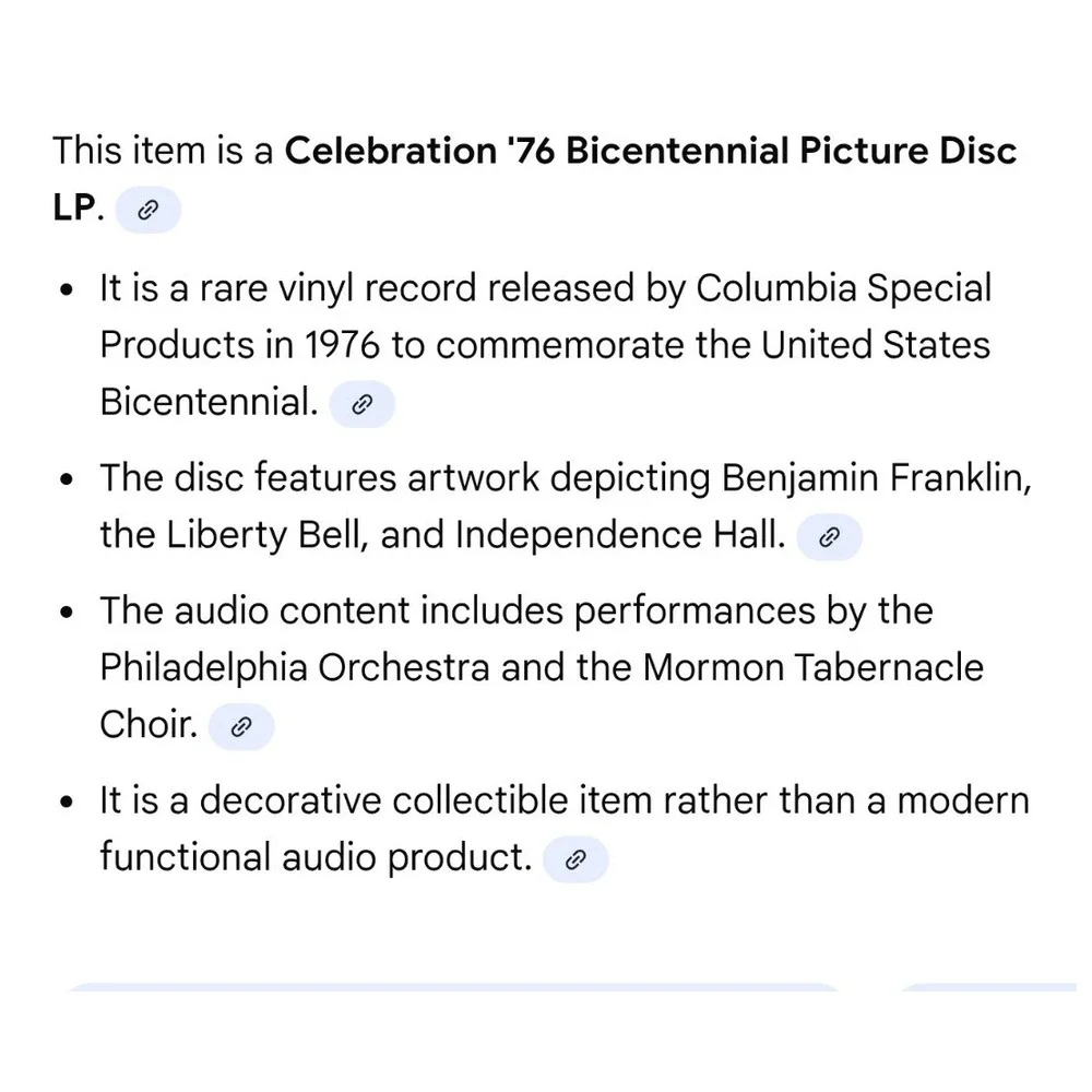 Celebration US Bicentennial Picture Disc Vinyl LP‎ Mormon Tabernacle Choir 1976 - Picture 5 of 5